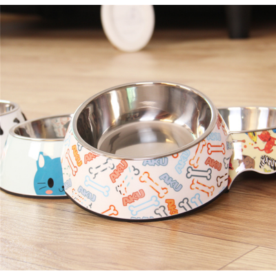 High quality melamine stainless steel dogs and cats pet feeder bowl